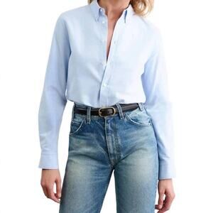 Nili Lotan Dyllan Shrunken Shirt in Light Blue S